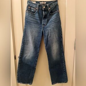 Levi's Ribcage High-Waist Straight Ankle Women’s Jeans, 24 x 27, Dark Wash